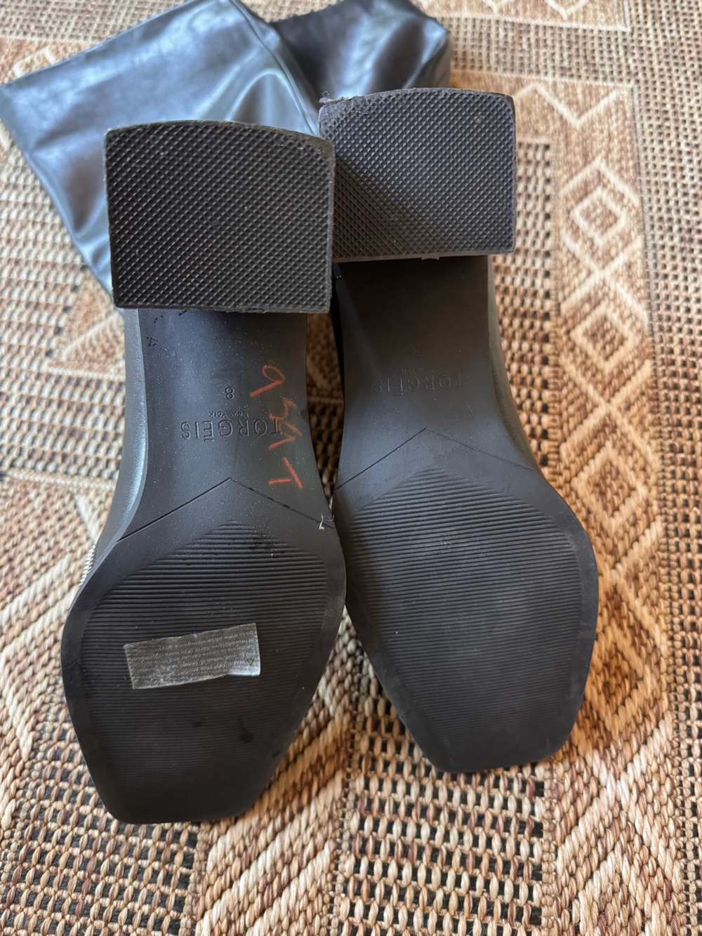 TORGEIS Black Shylah Tall Square Toe Zippered Boots Size 8 - Picture 9 of 11